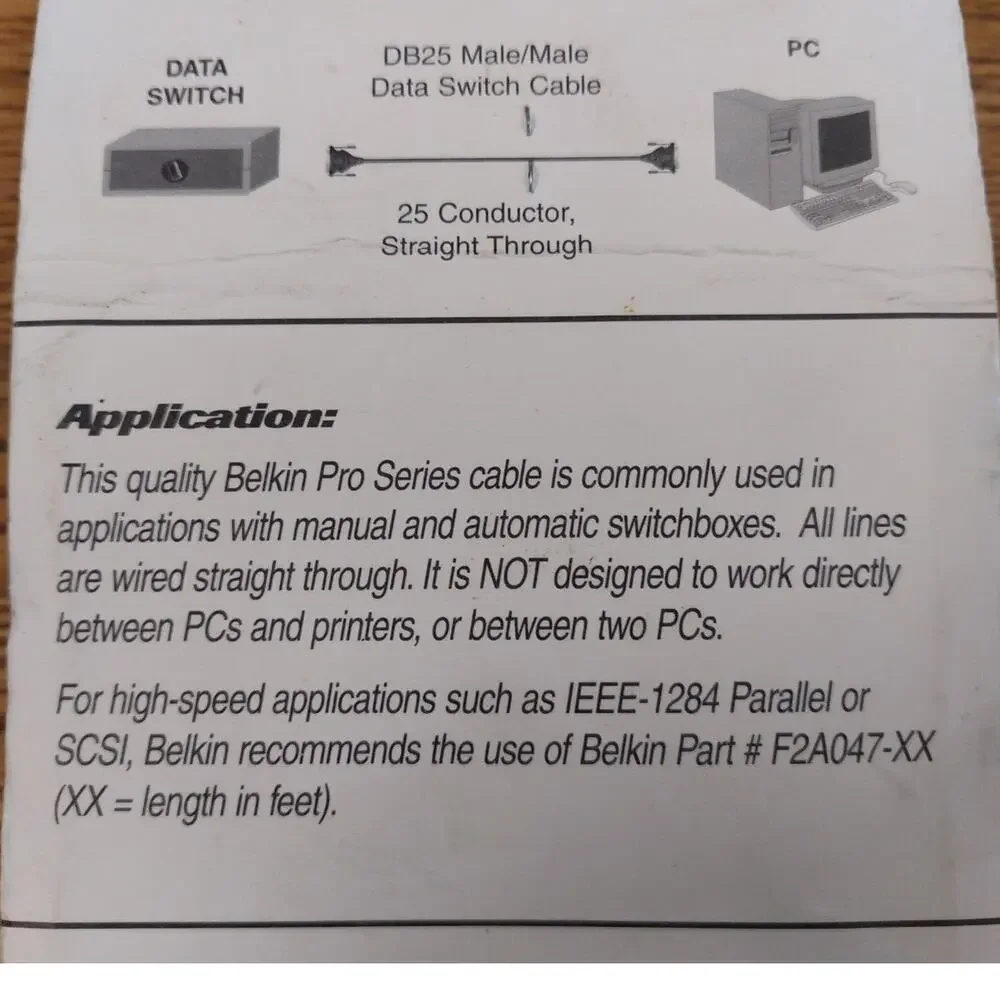 Belkin 15' DB25 Male to Male Pro Series Switchbox Cable - NEW
